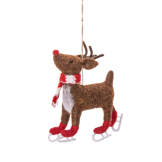 Skating Rudolph Felt Decoration-5055259284430