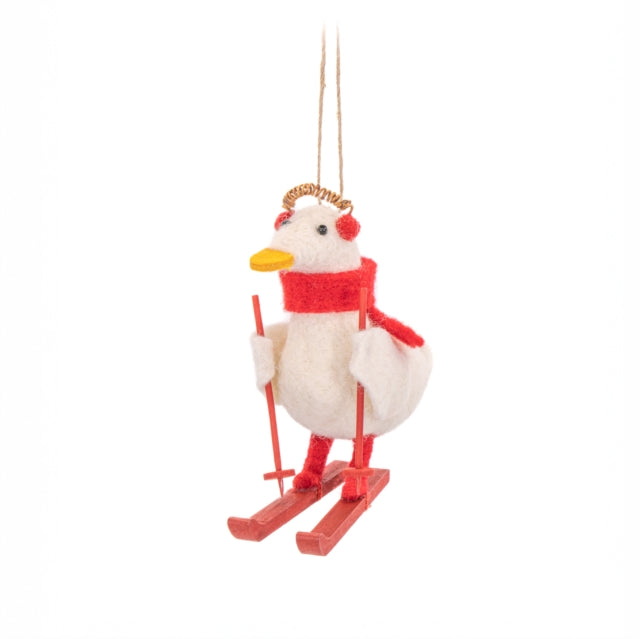 Skiing Goose Felt Decoration-5055259285611