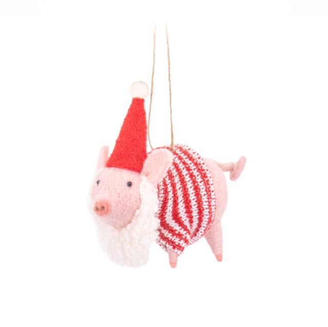Festive Pig Felt Decoration-5055259285734