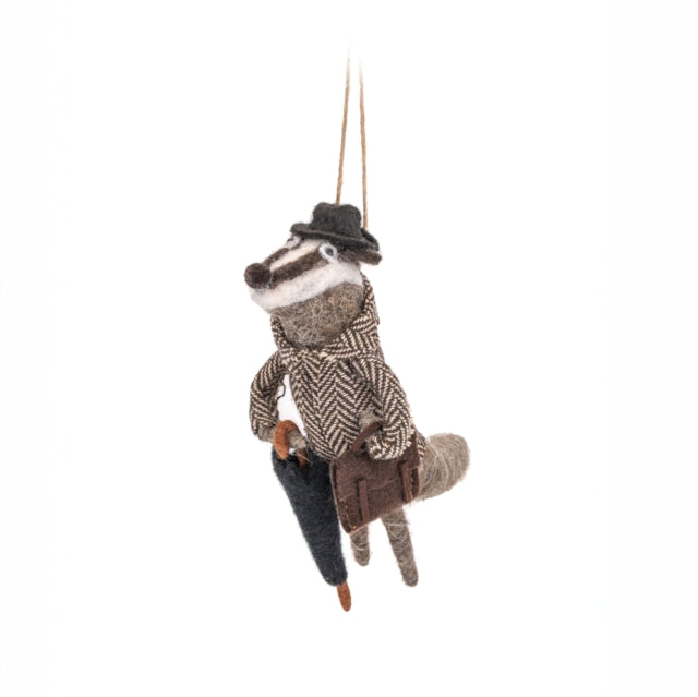 Bowler Badger Felt Decoration-5055259285901