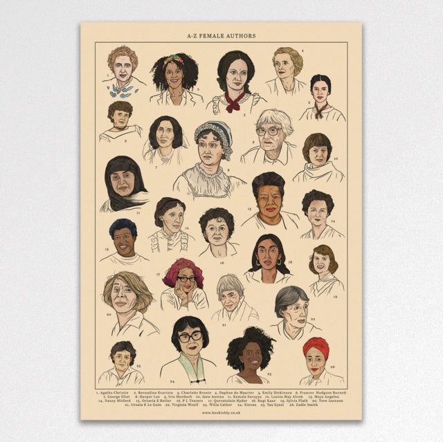 A-Z Female Authors A3 Art Print-5060434074553