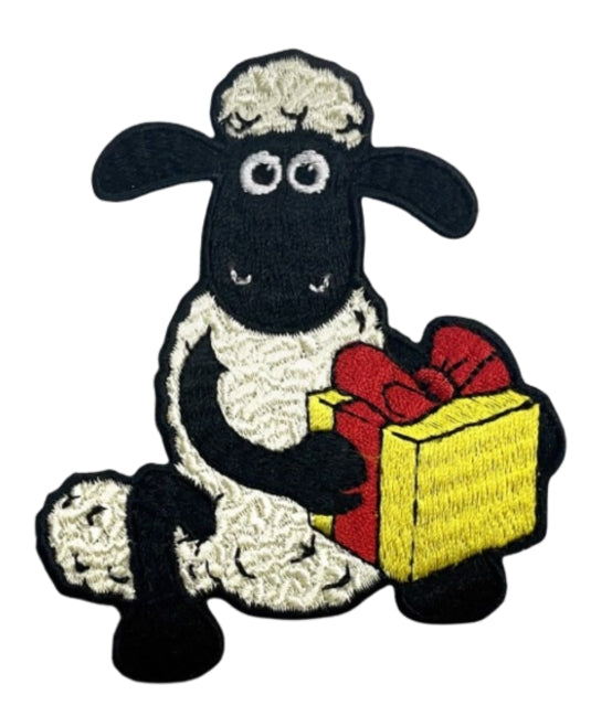 Shaun with Present Sew On Patch-5060769432745
