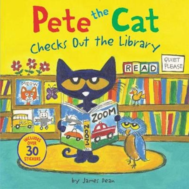 Pete the Cat Checks Out the Library : Includes Over 30 Stickers!-9780062675323