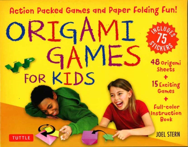 Origami Games for Kids Kit : Action Packed Games and Paper Folding Fun! [Origami Kit with Book, 48 Papers, 75 Stickers, 15 Exciting Games, Easy-to-Assemble Game Pieces]-9780804855921