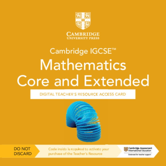 Cambridge IGCSET Mathematics Core and Extended Digital Teacher's Resource - Individual User Licence Access Card (5 Years' Access)-9781009298216